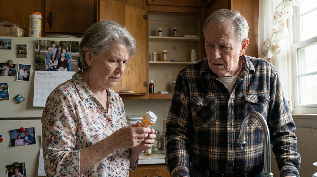 Elderly couple concerned about medication shortage due to water crisis
